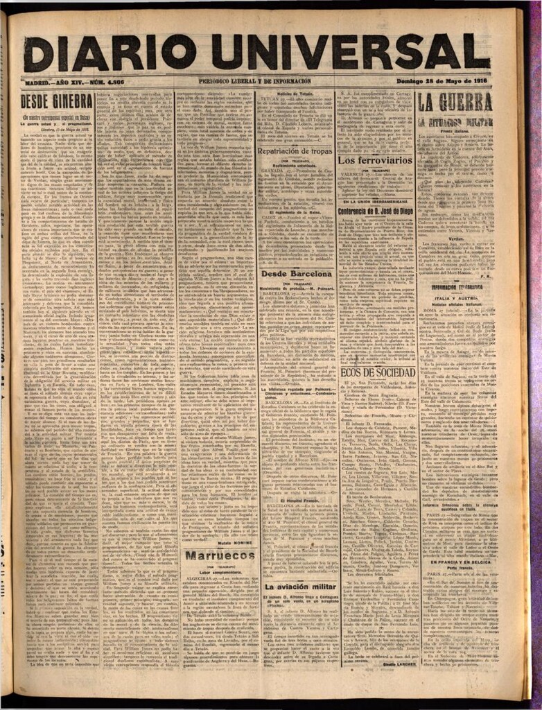 Miniatura de Diario Universal del 28 de mayo de 1916