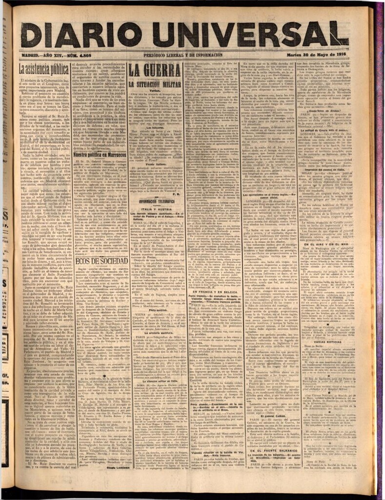 Miniatura de Diario Universal del 30 de mayo de 1916