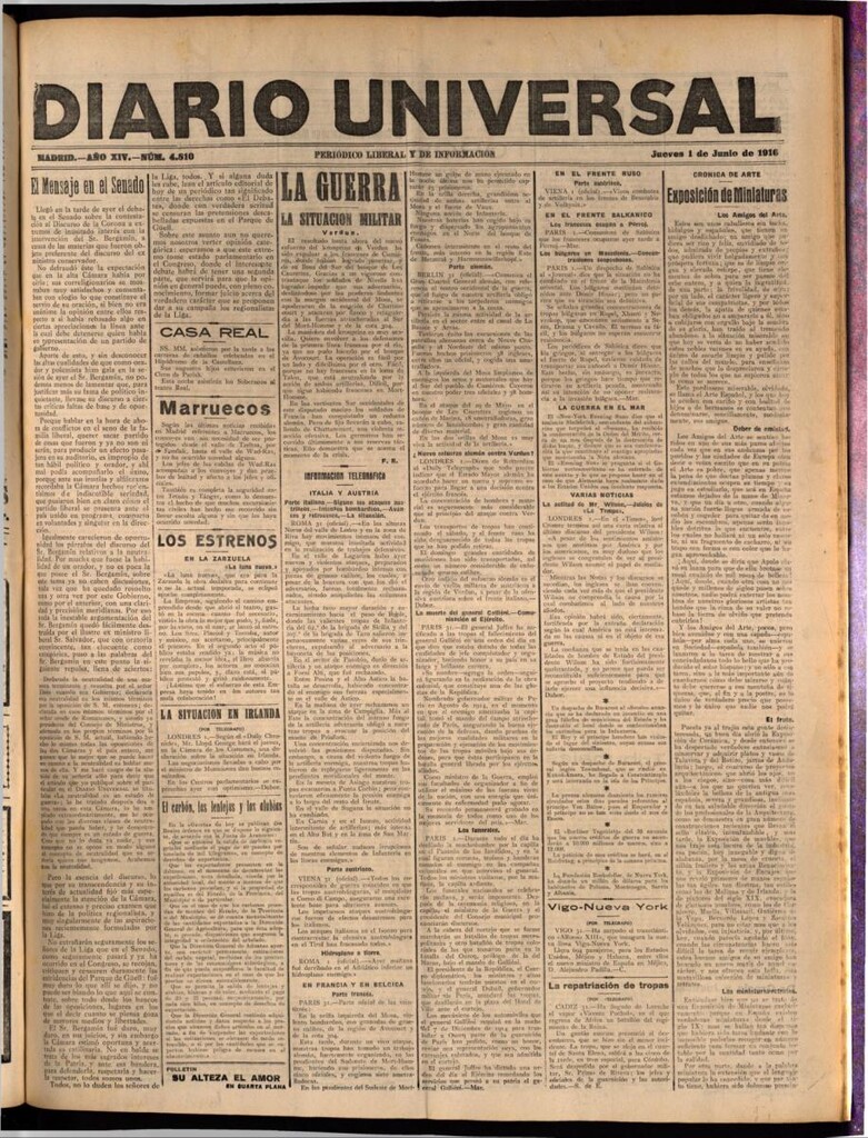 Miniatura de Diario Universal del 1 de junio de 1916