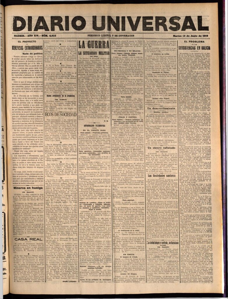 Miniatura de Diario Universal del 13 de junio de 1916