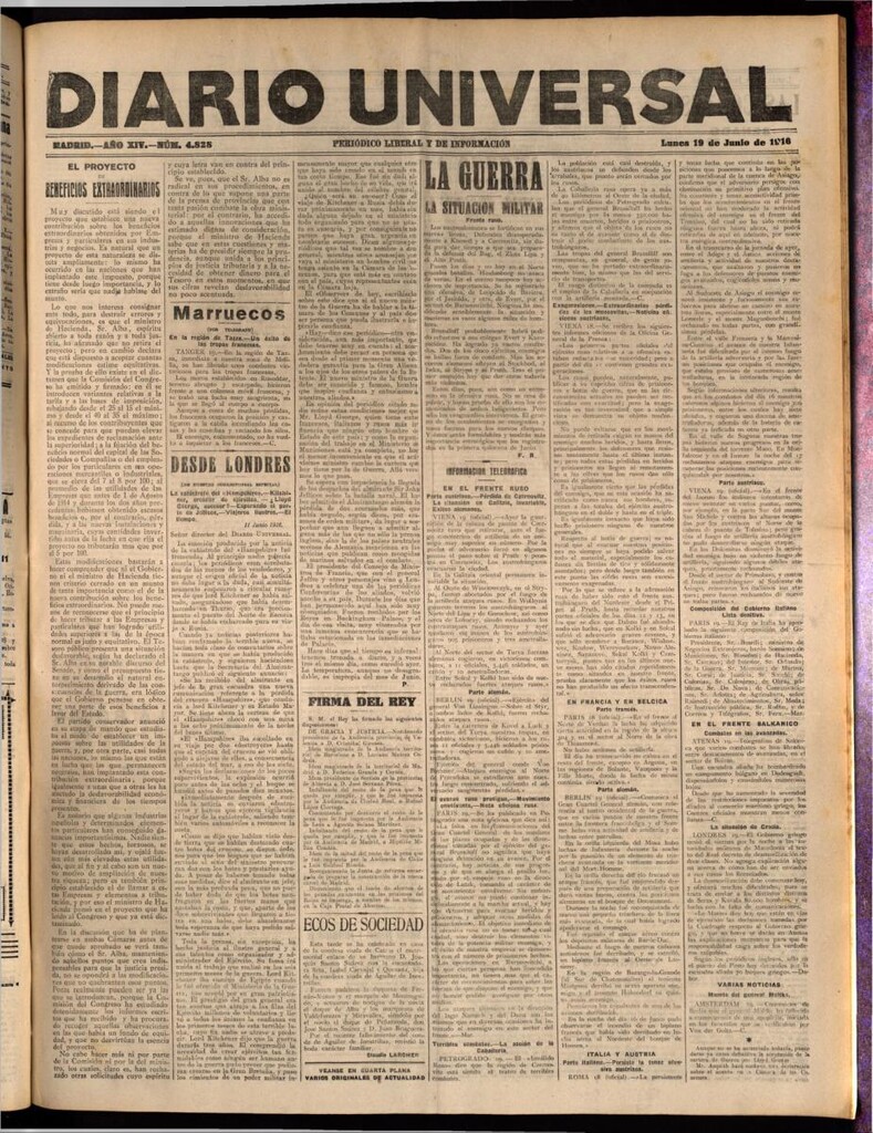 Miniatura de Diario Universal del 19 de junio de 1916