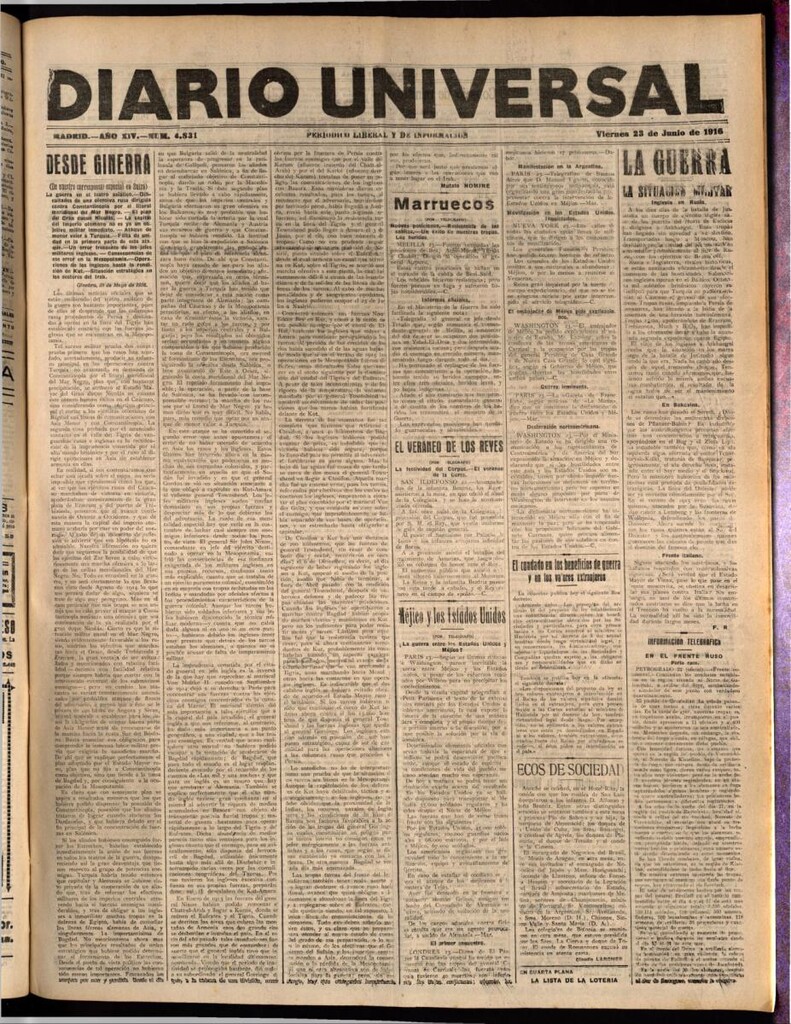 Miniatura de Diario Universal del 23 de junio de 1916