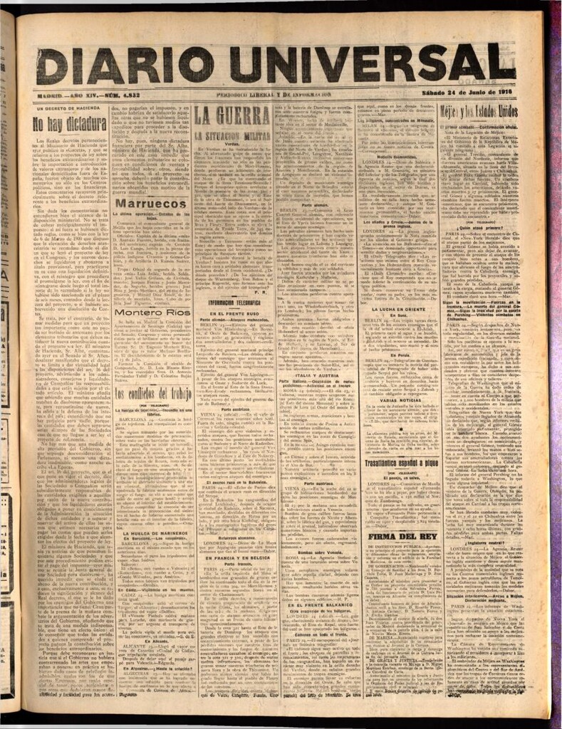 Miniatura de Diario Universal del 24 de junio de 1916