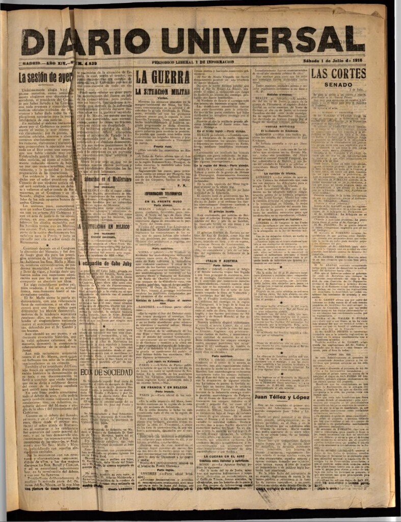 Miniatura de Diario Universal del 1 de julio de 1916