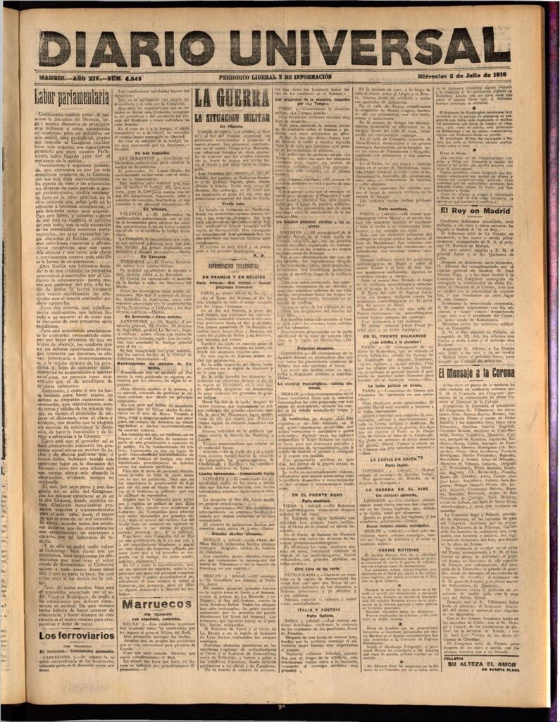 Miniatura de Diario Universal del 5 de julio de 1916
