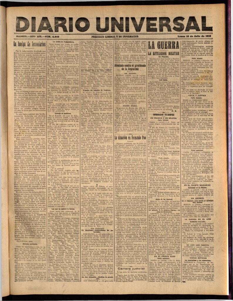 Miniatura de Diario Universal del 10 de julio de 1916