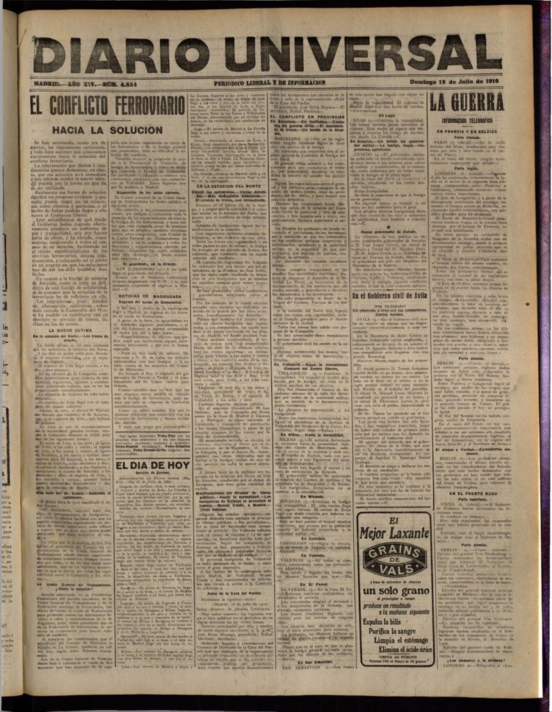 Miniatura de Diario Universal del 16 de julio de 1916