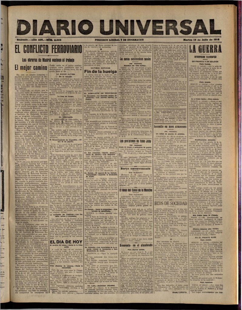 Miniatura de Diario Universal del 18 de julio de 1916