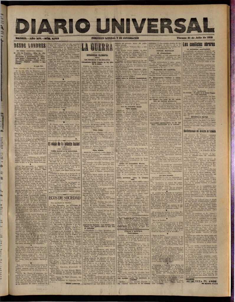 Miniatura de Diario Universal del 21 de julio de 1916