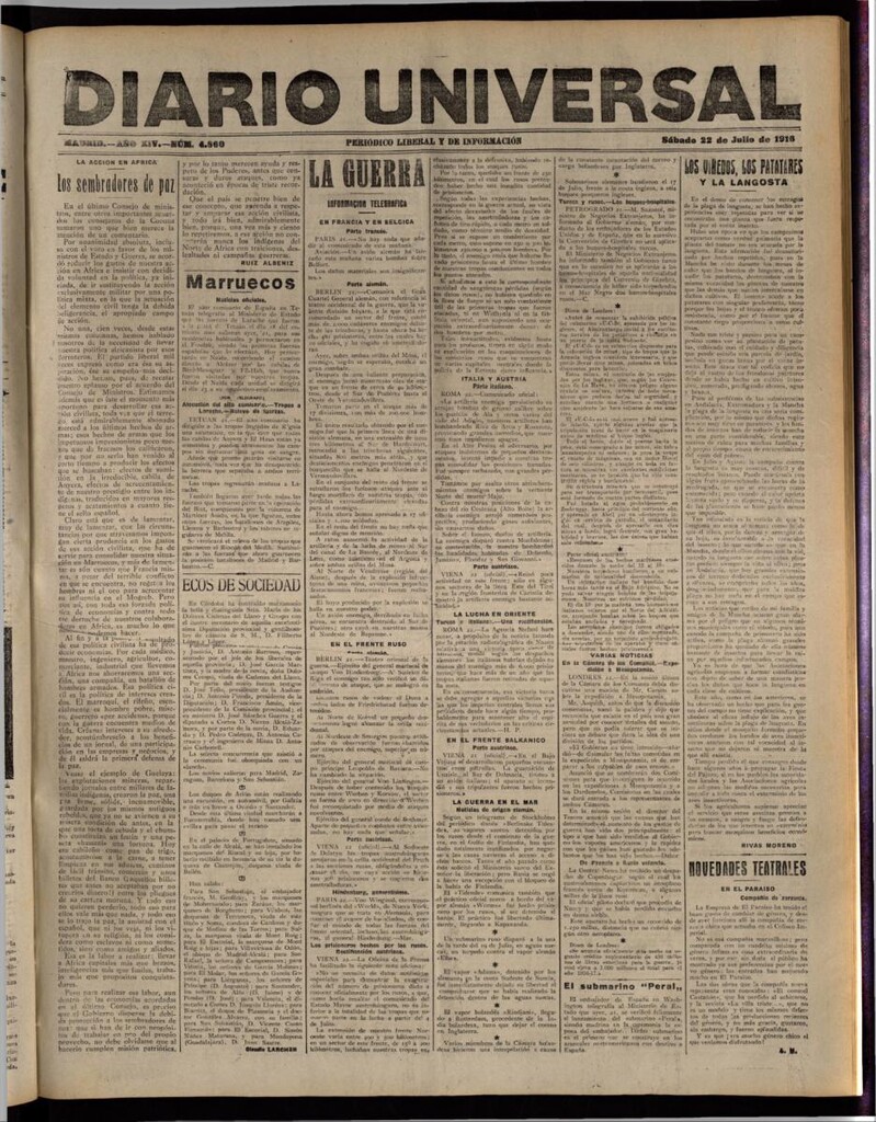 Miniatura de Diario Universal del 22 de julio de 1916
