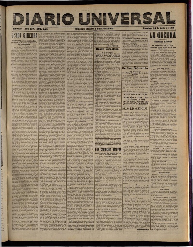 Miniatura de Diario Universal del 23 de julio de 1916