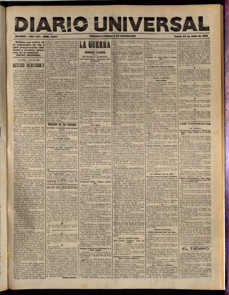 Miniatura de Diario Universal del 24 de julio de 1916