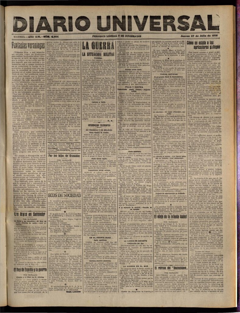 Miniatura de Diario Universal del 27 de julio de 1916