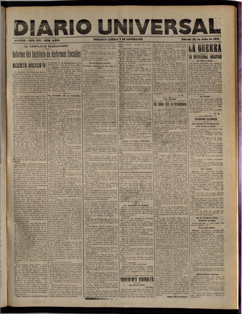 Miniatura de Diario Universal del 29 de julio de 1916