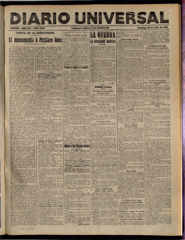 Miniatura de Diario Universal del 30 de julio de 1916
