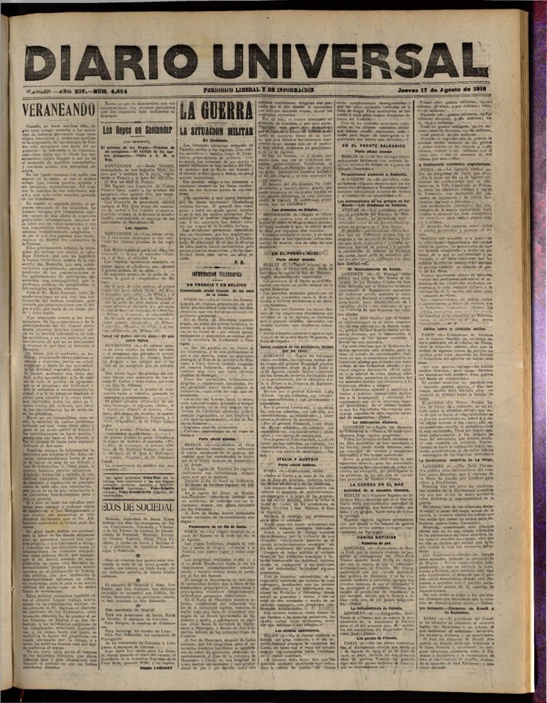Miniatura de Diario Universal del 17 de agosto de 1916