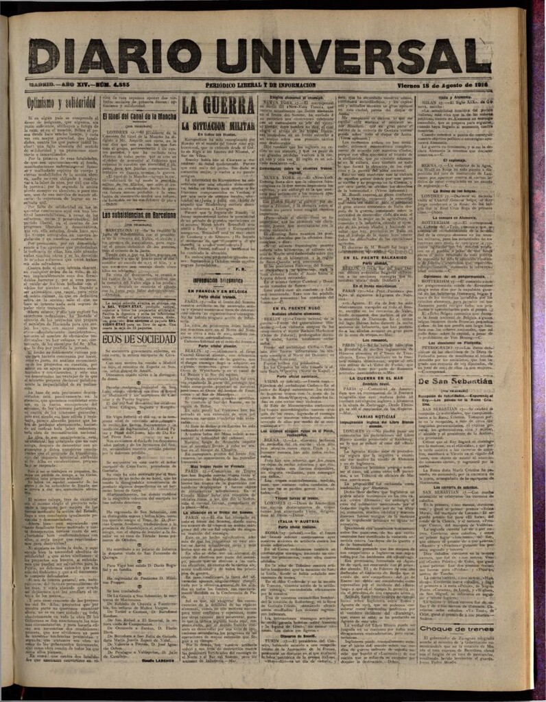 Miniatura de Diario Universal del 18 de agosto de 1916