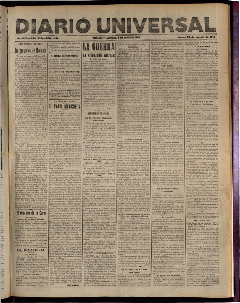 Miniatura de Diario Universal del 24 de agosto de 1916