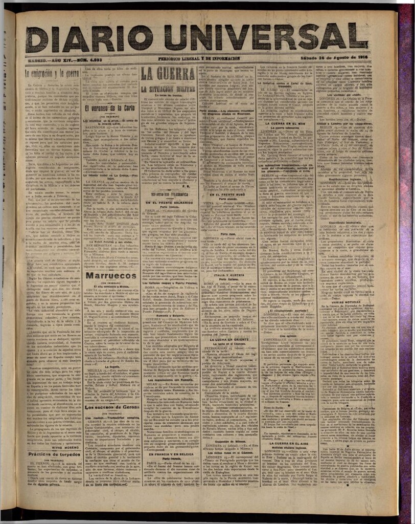 Miniatura de Diario Universal del 26 de agosto de 1916