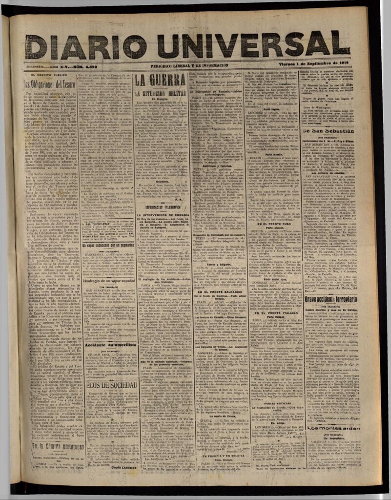 Miniatura de Diario Universal del 1 de septiembre de 1916