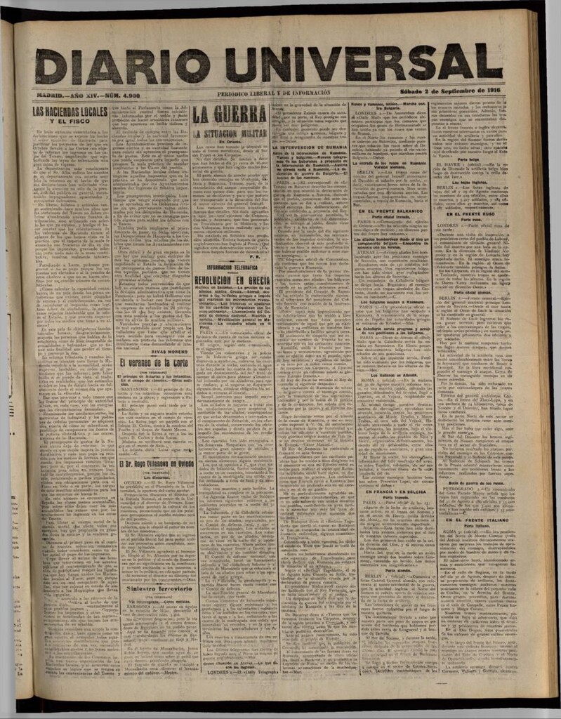 Miniatura de Diario Universal del 2 de septiembre de 1916