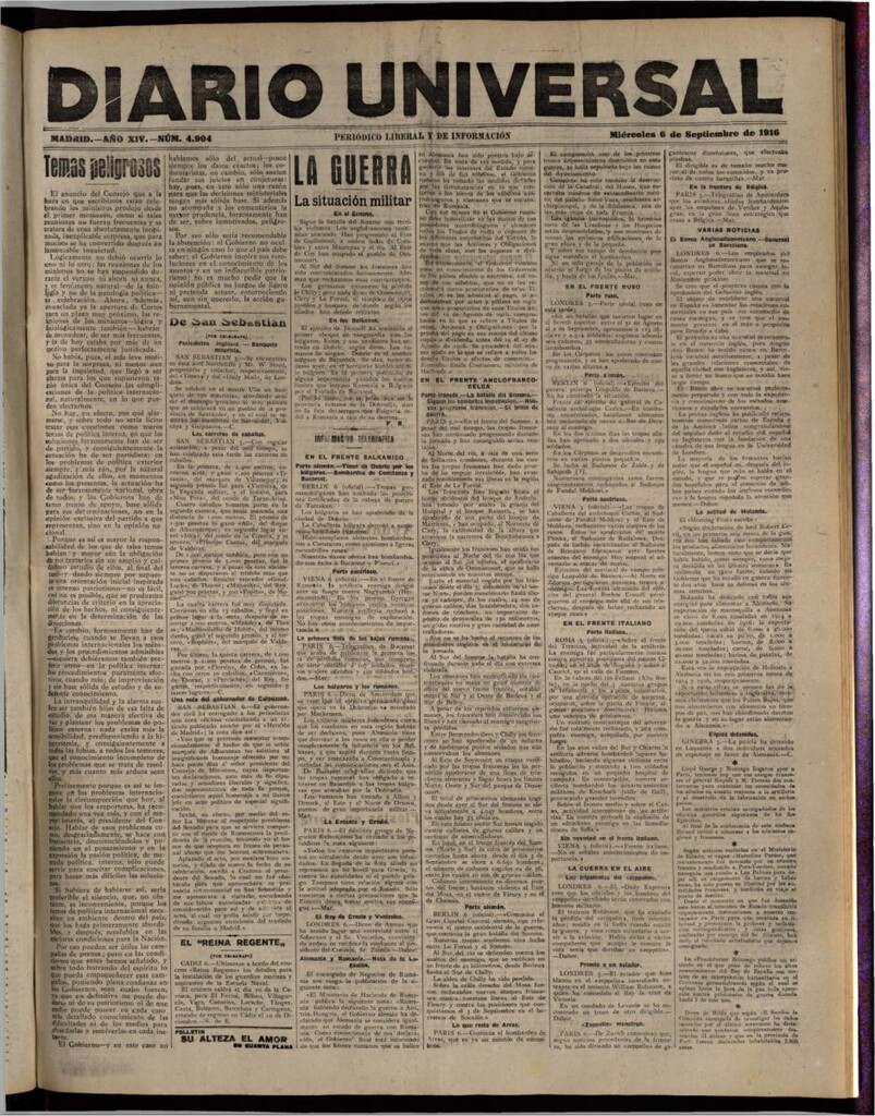 Miniatura de Diario Universal del 6 de septiembre de 1916