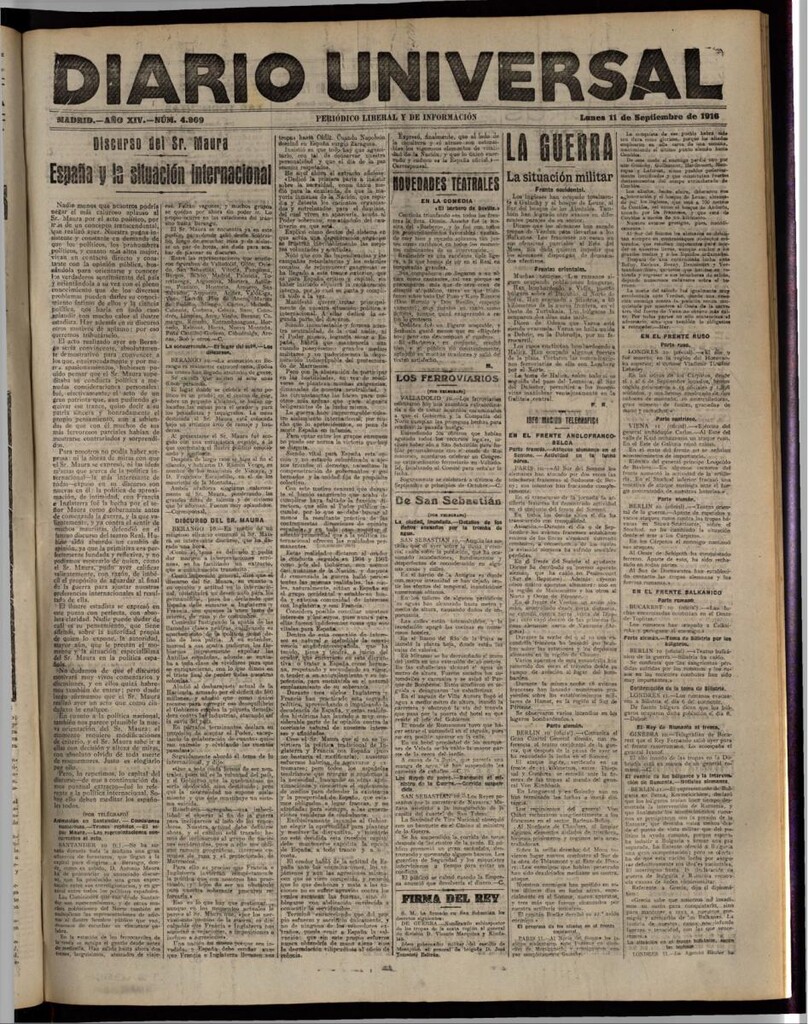 Miniatura de Diario Universal del 11 de septiembre de 1916
