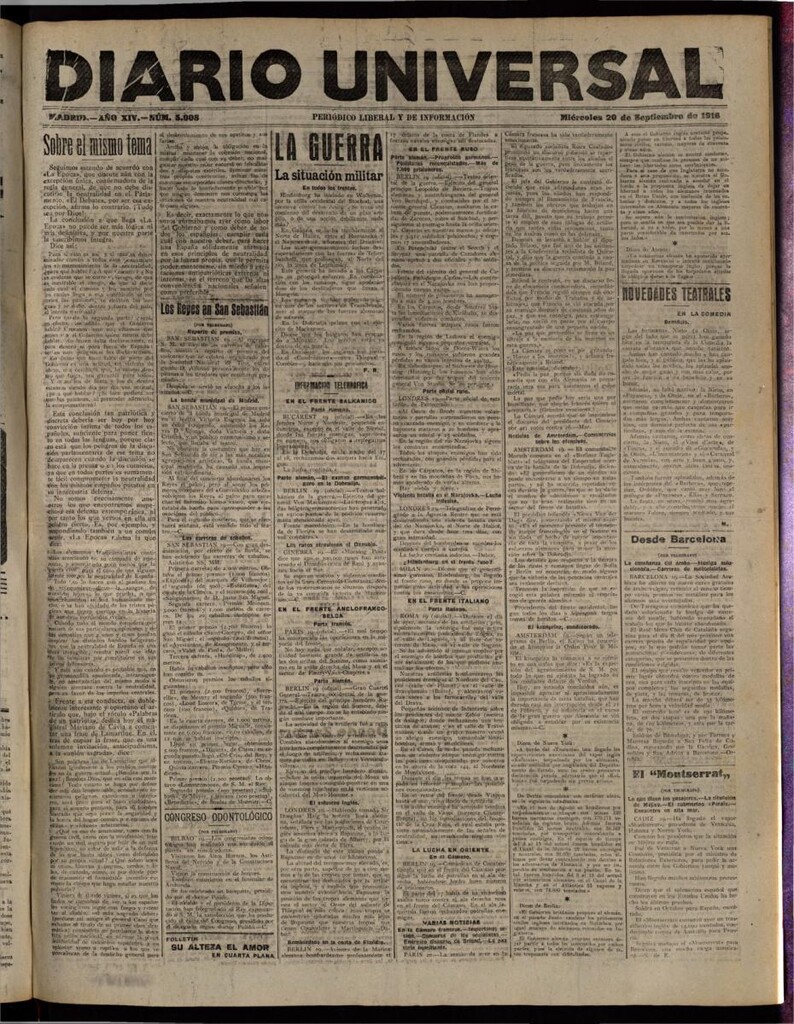 Miniatura de Diario Universal del 20 de septiembre de 1916