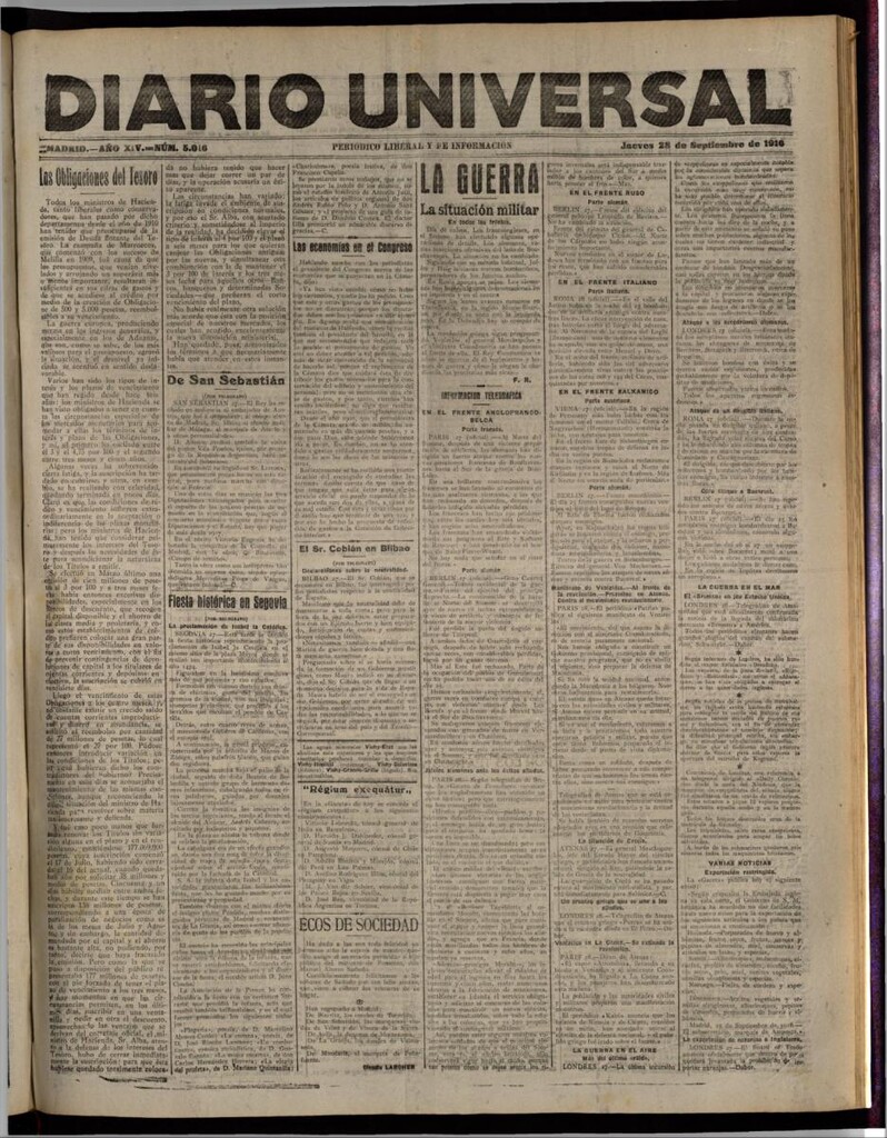 Miniatura de Diario Universal del 28 de septiembre de 1916