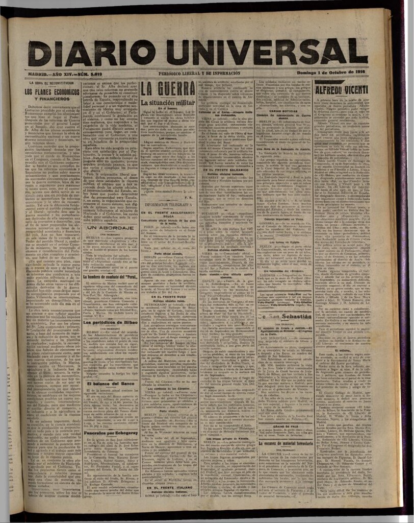 Miniatura de Diario Universal del 1 de octubre de 1916
