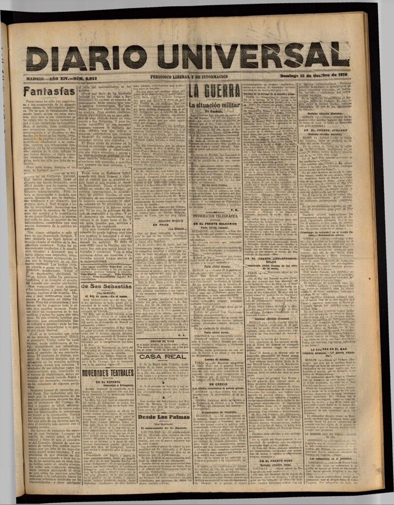 Miniatura de Diario Universal del 15 de octubre de 1916