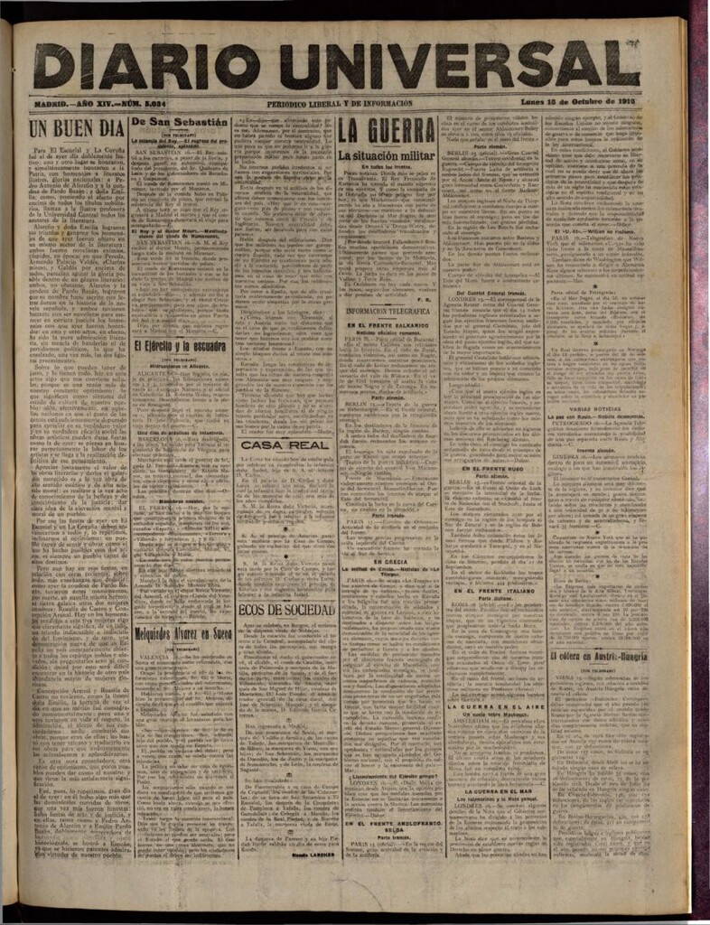 Miniatura de Diario Universal del 16 de octubre de 1916