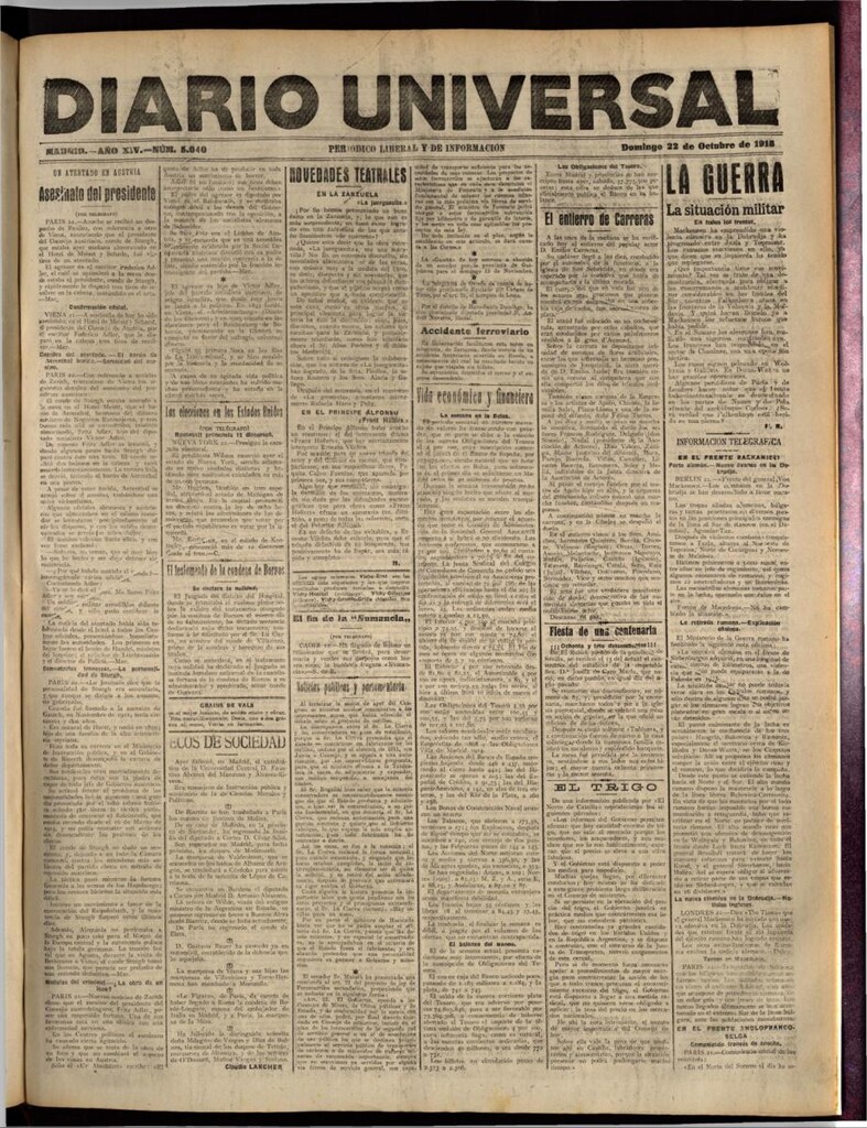 Miniatura de Diario Universal del 22 de octubre de 1916