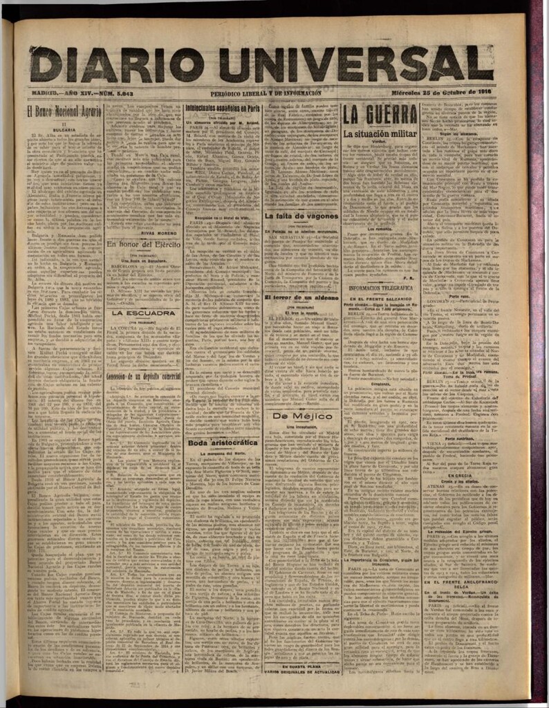 Miniatura de Diario Universal del 25 de octubre de 1916