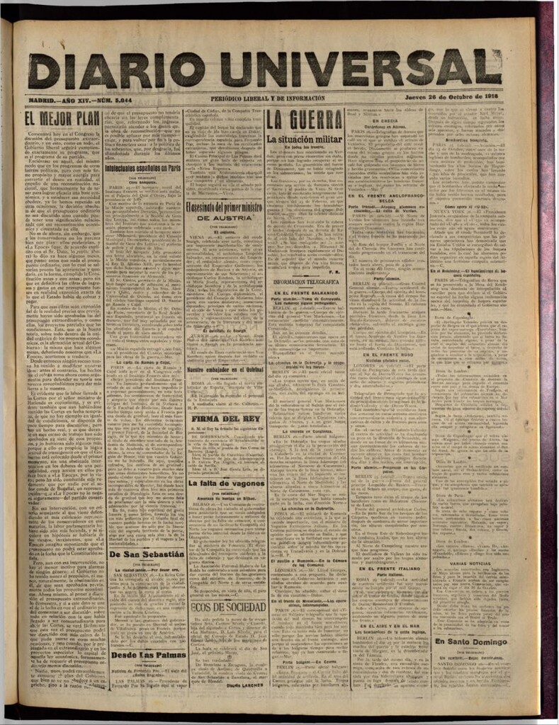 Miniatura de Diario Universal del 26 de octubre de 1916