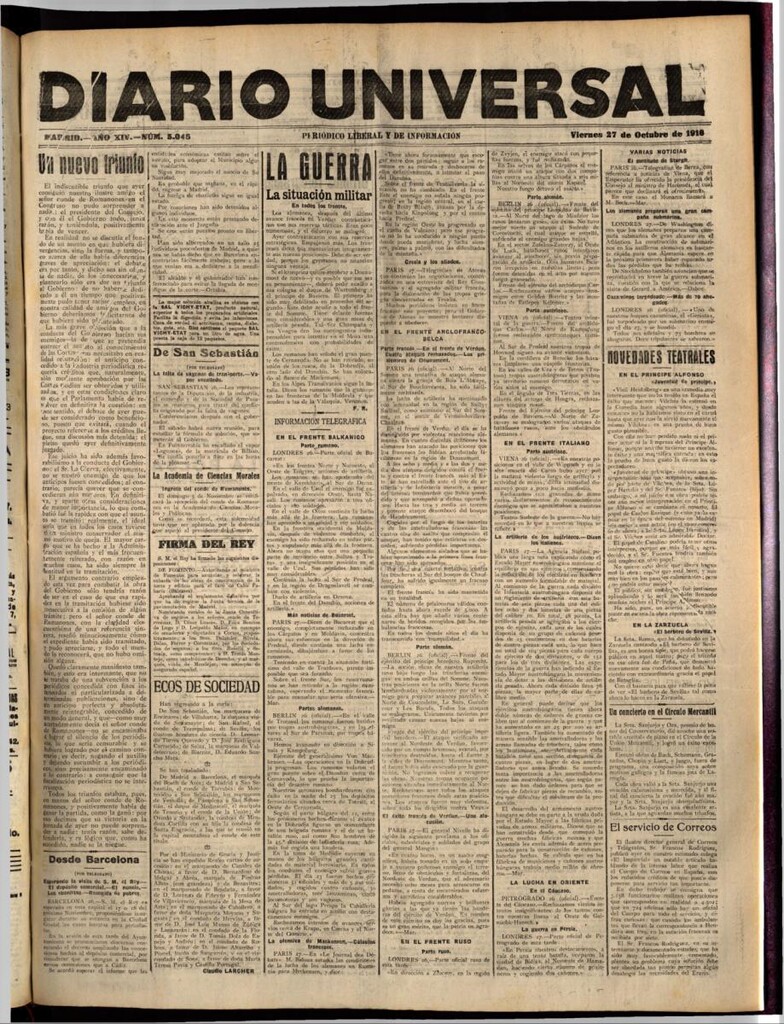 Miniatura de Diario Universal del 27 de octubre de 1916