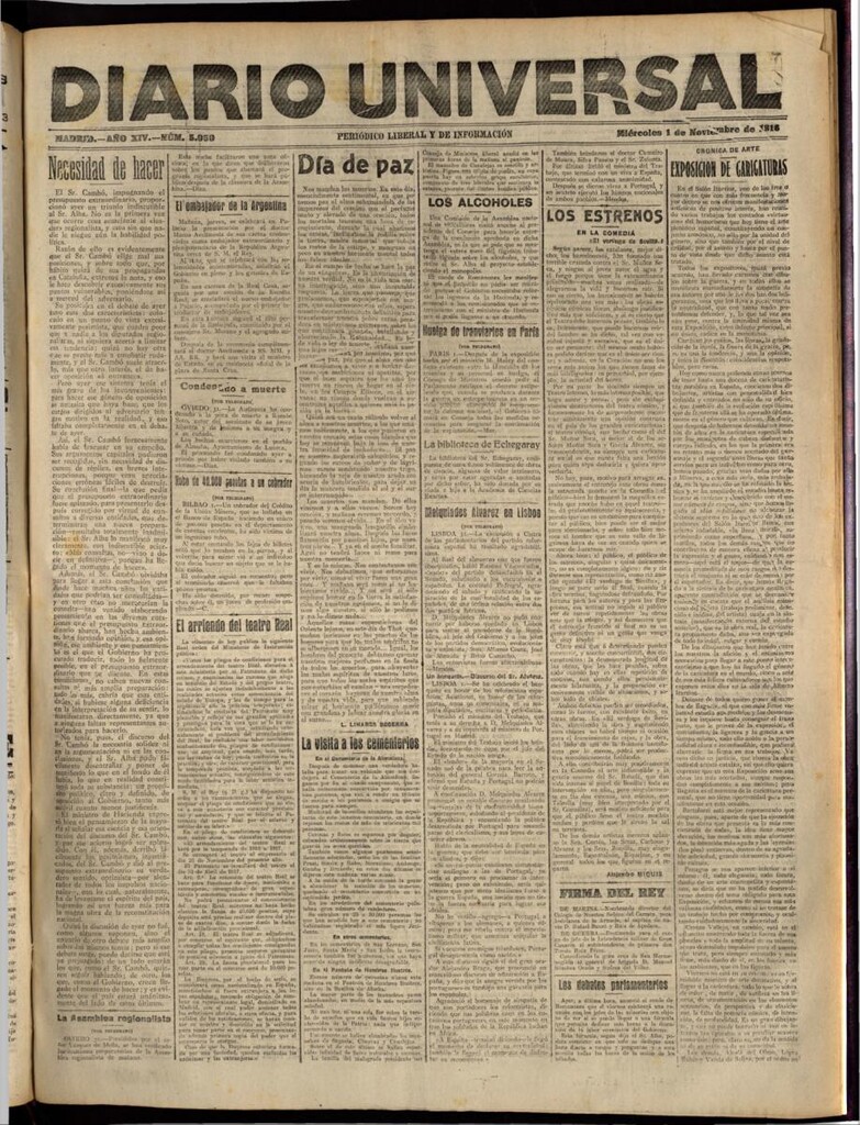Miniatura de Diario Universal del 1 de noviembre de 1916