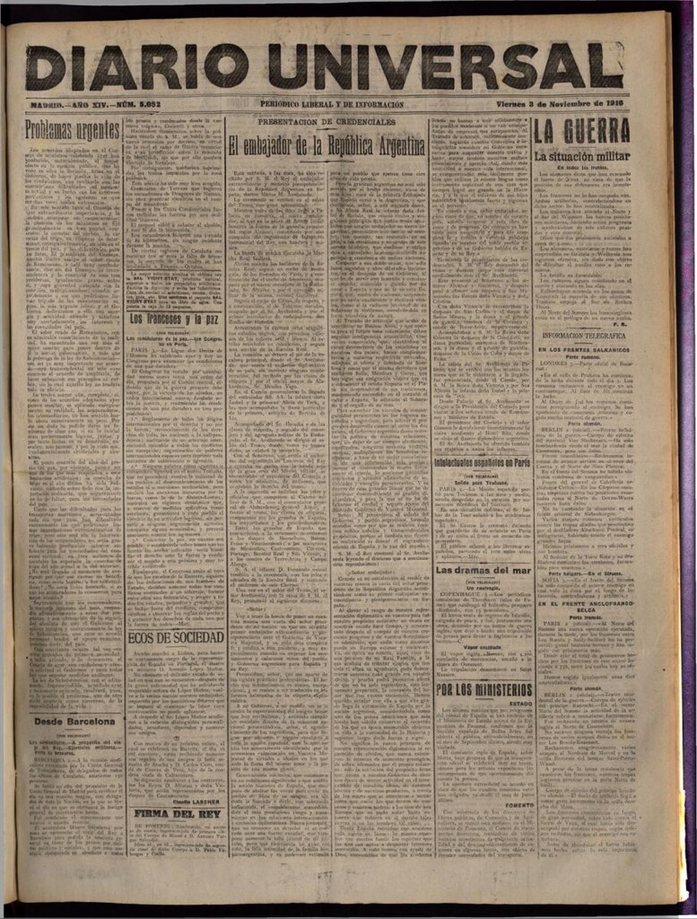 Miniatura de Diario Universal del 3 de noviembre de 1916