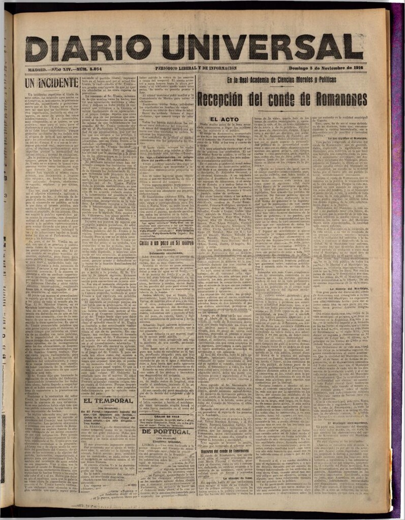 Miniatura de Diario Universal del 5 de noviembre de 1916