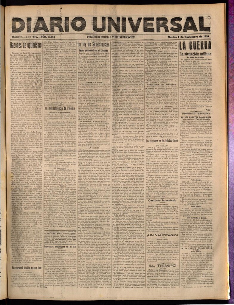 Miniatura de Diario Universal del 7 de noviembre de 1916