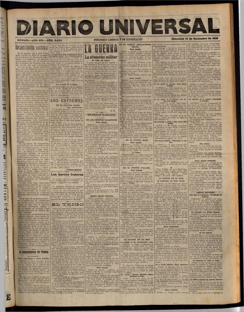 Miniatura de Diario Universal del 15 de noviembre de 1916