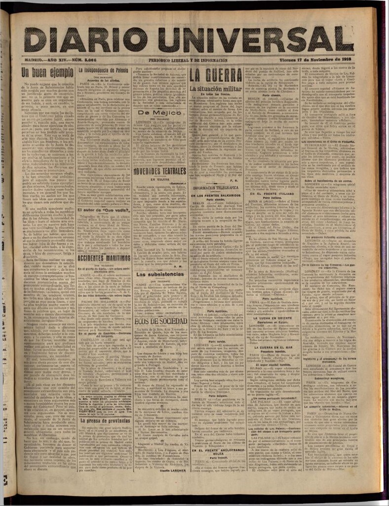 Miniatura de Diario Universal del 17 de noviembre de 1916