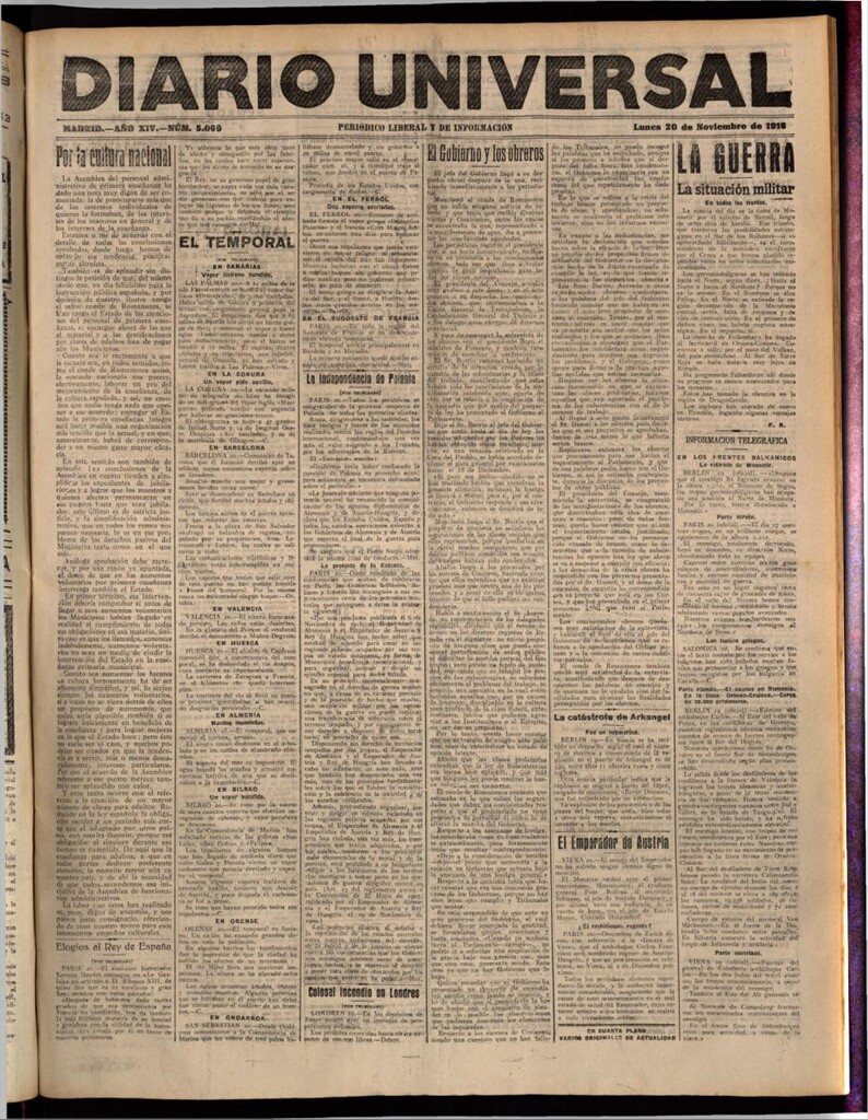 Miniatura de Diario Universal del 20 de noviembre de 1916