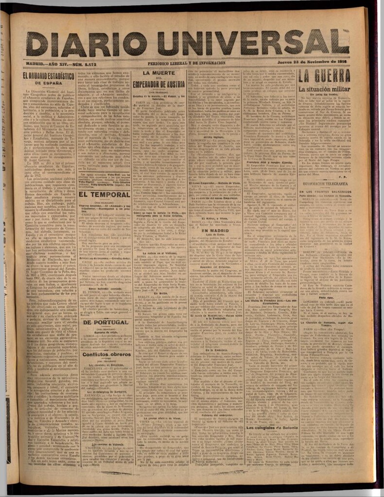 Miniatura de Diario Universal del 23 de noviembre de 1916
