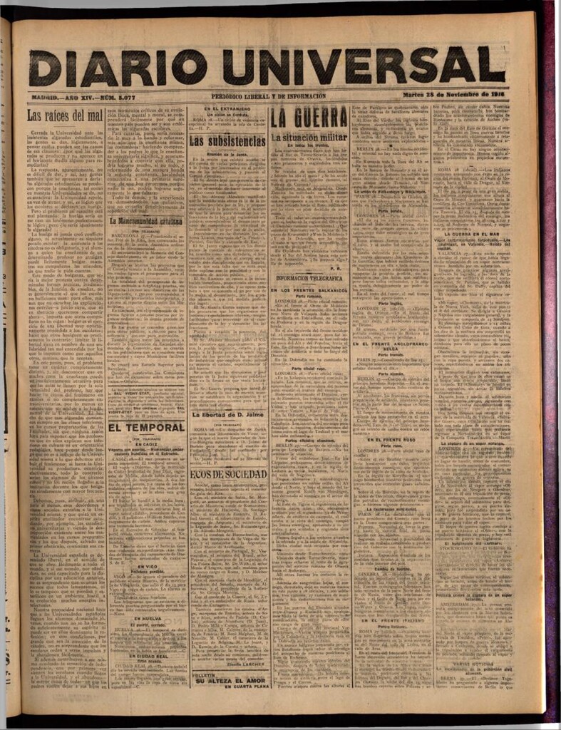Miniatura de Diario Universal del 28 de noviembre de 1916