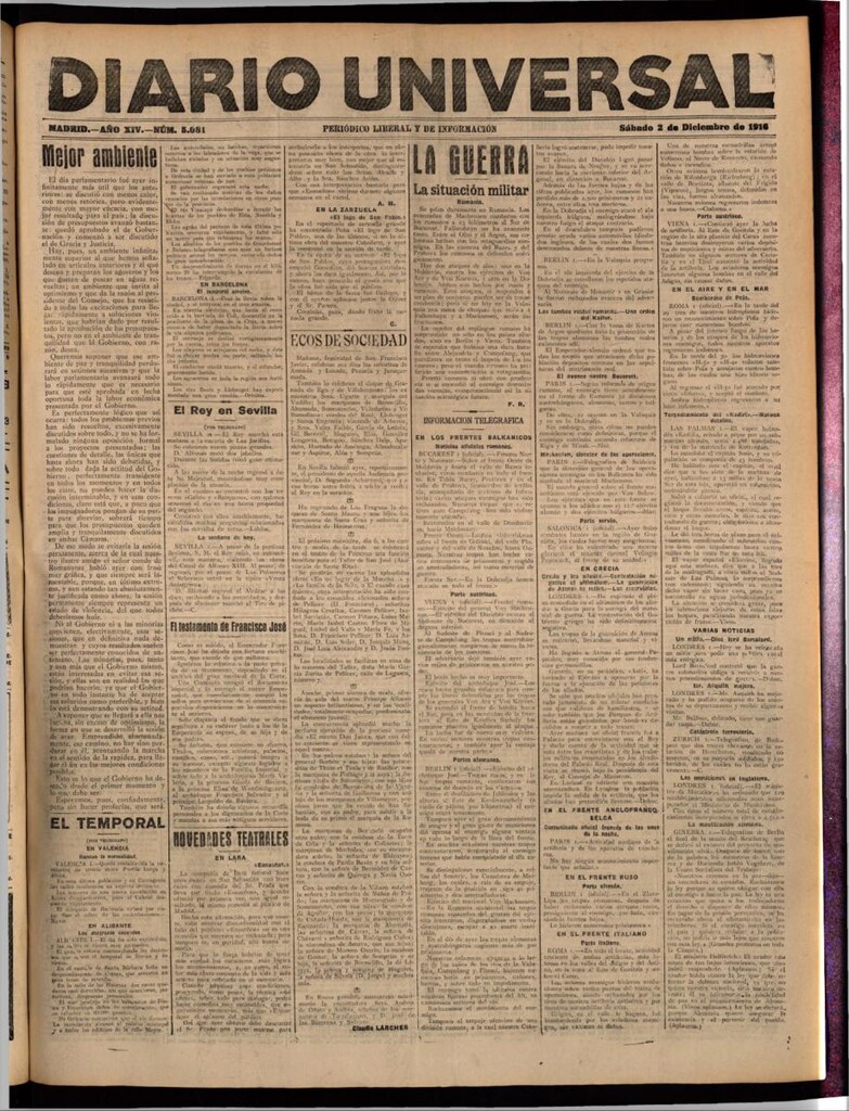 Miniatura de Diario Universal del 2 de diciembre de 1916