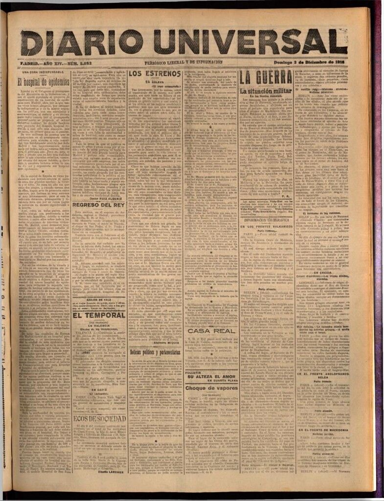 Miniatura de Diario Universal del 3 de diciembre de 1916