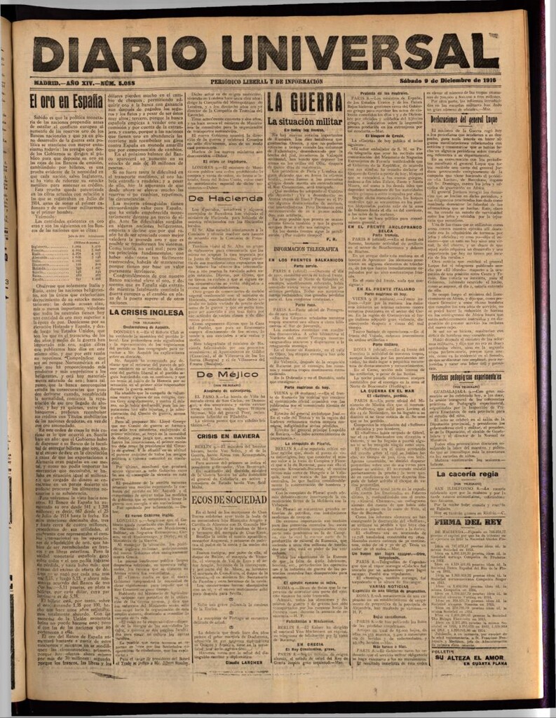 Miniatura de Diario Universal del 9 de diciembre de 1916