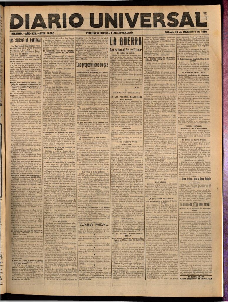 Miniatura de Diario Universal del 16 de diciembre de 1916