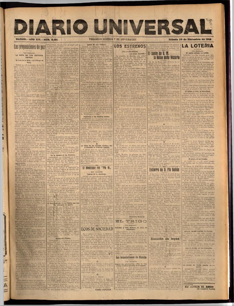 Miniatura de Diario Universal del 23 de diciembre de 1916